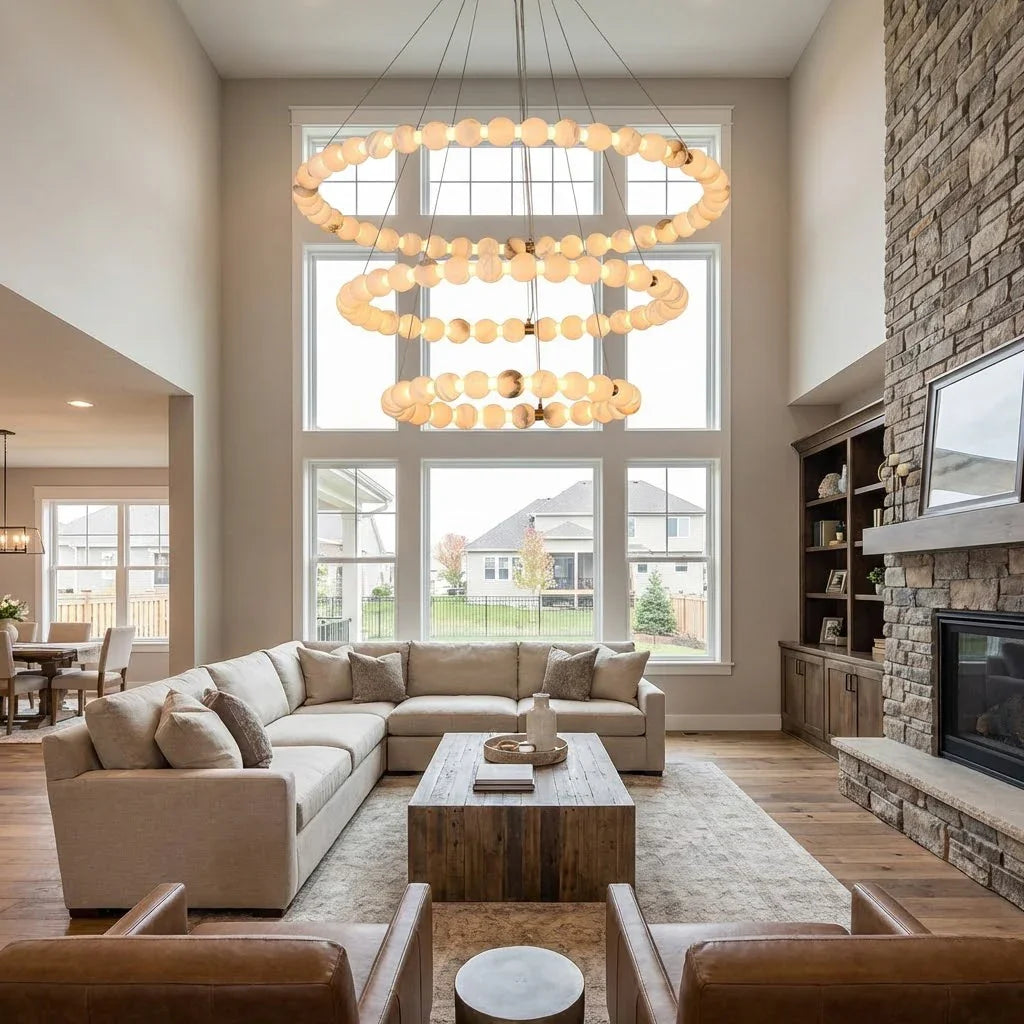 Alabaster Beaded Ring Chandelier | wildoxy