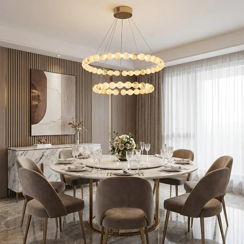 Alabaster Beaded Ring Chandelier | wildoxy