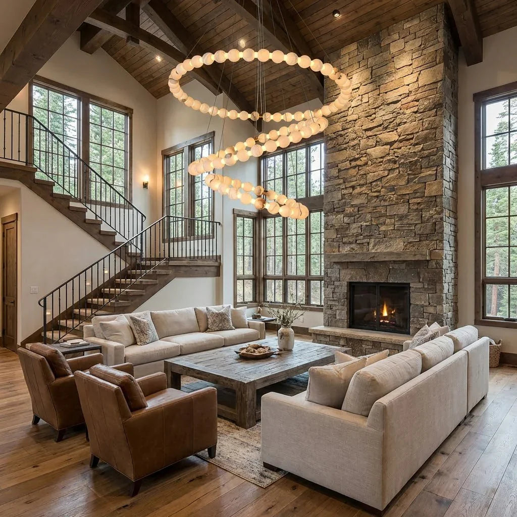 Alabaster Beaded Ring Chandelier | wildoxy