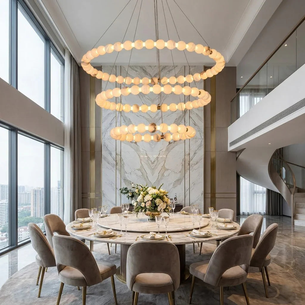 Alabaster Beaded Ring Chandelier | wildoxy