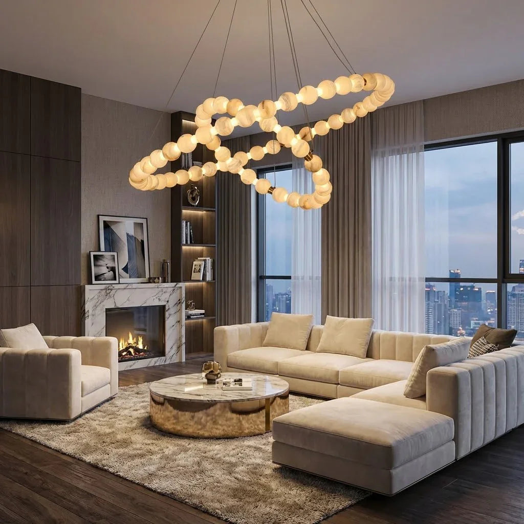Alabaster Beaded Ring Chandelier | wildoxy