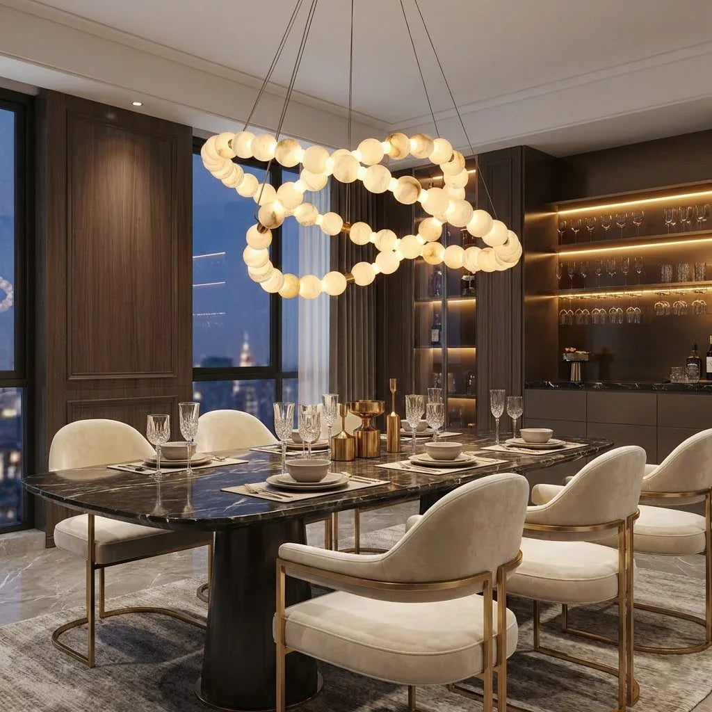 Alabaster Beaded Ring Chandelier | wildoxy