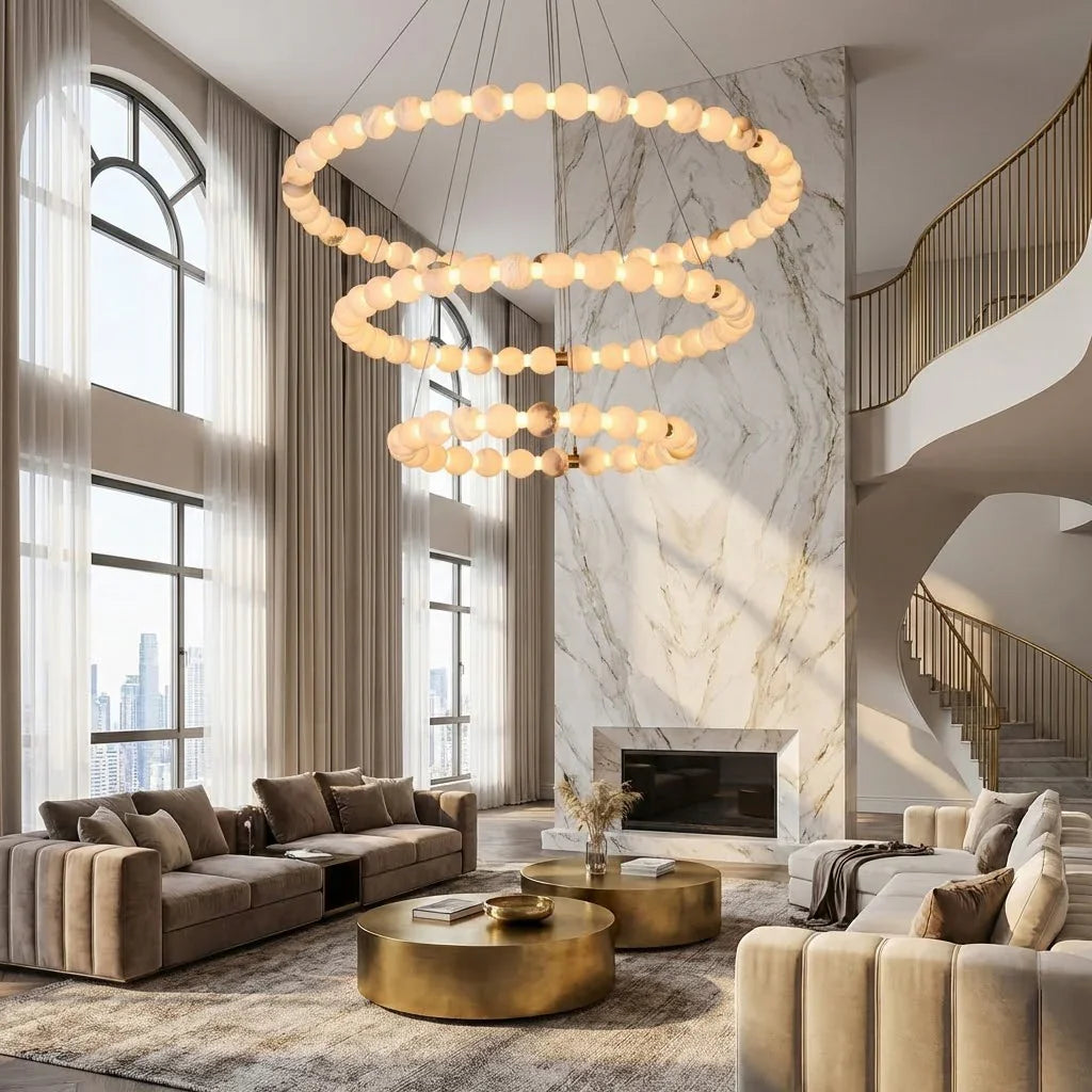 Alabaster Beaded Ring Chandelier | wildoxy