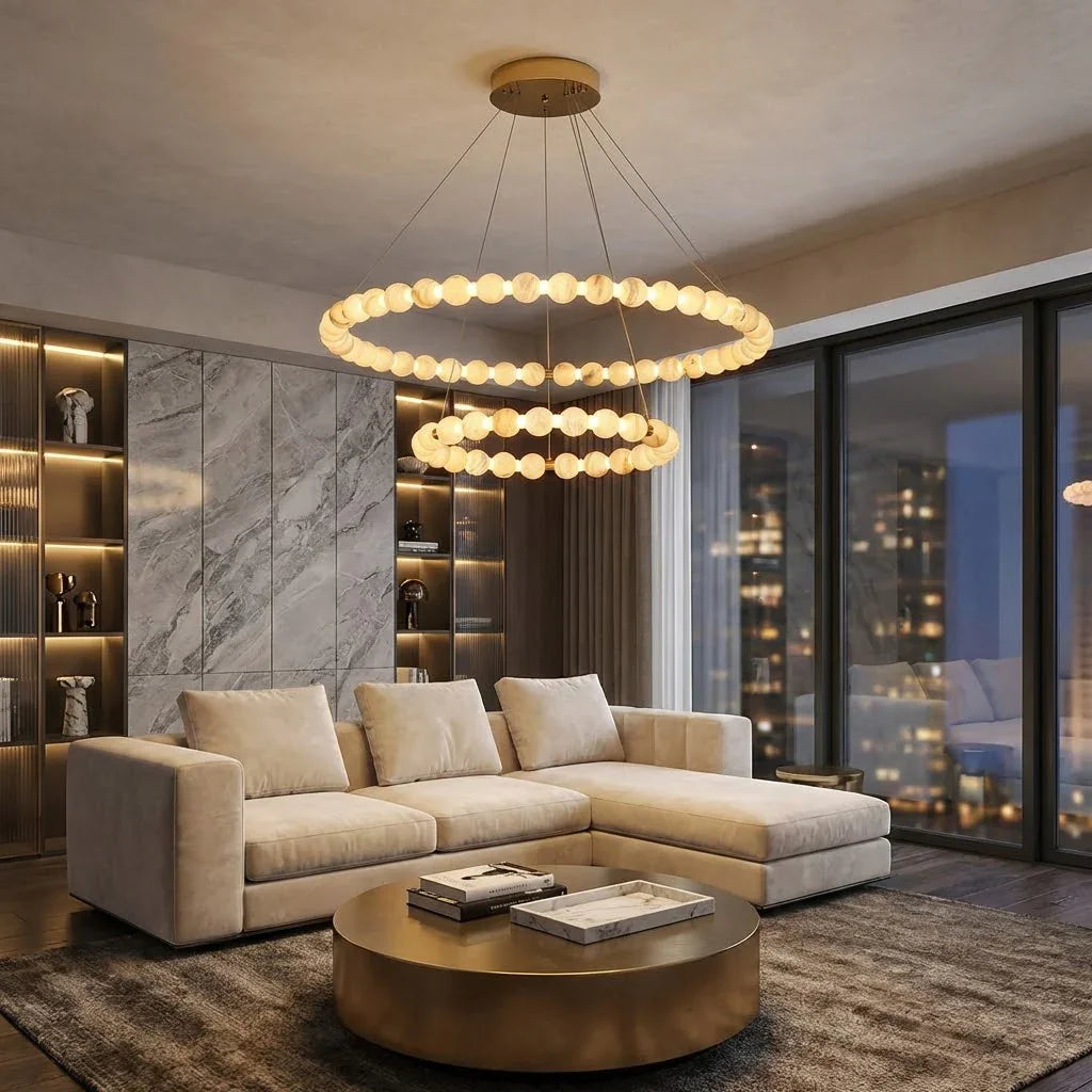 Alabaster Beaded Ring Chandelier | wildoxy