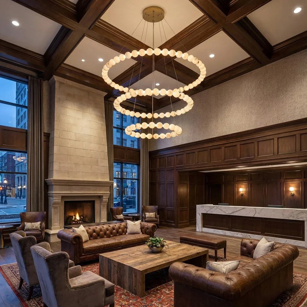 Alabaster Beaded Ring Chandelier | wildoxy