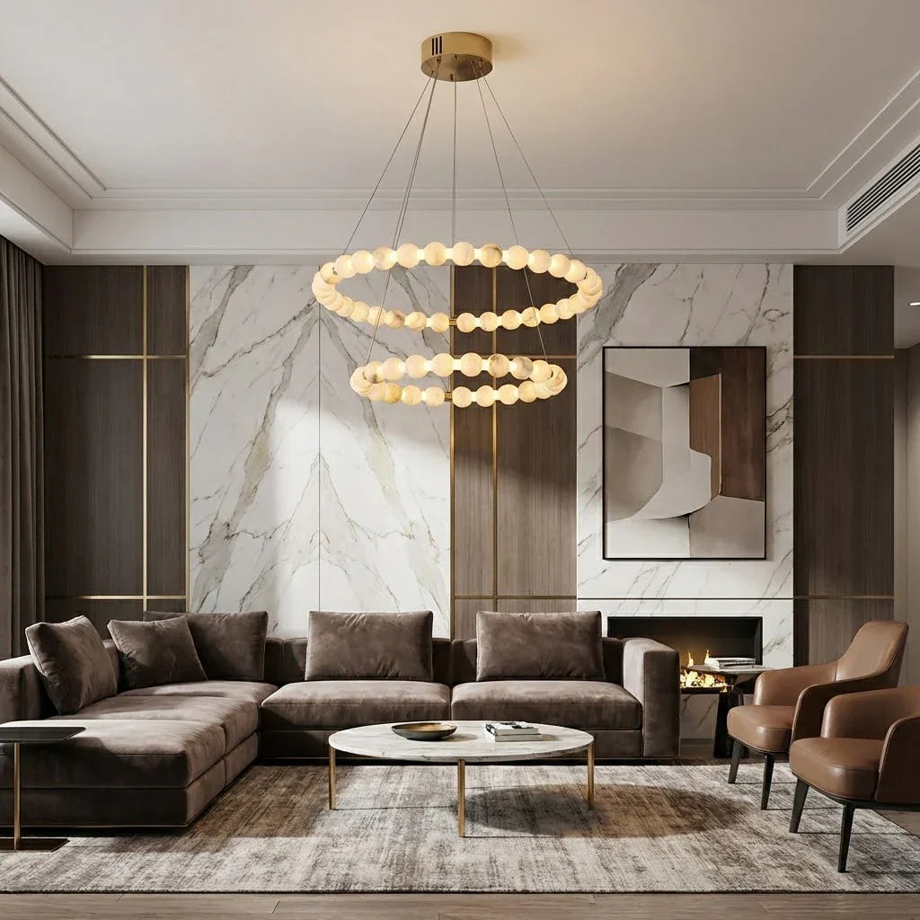 Alabaster Beaded Ring Chandelier | wildoxy