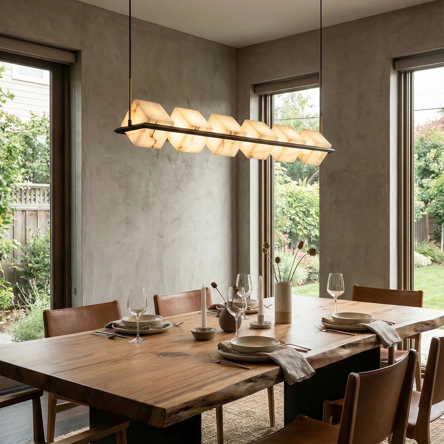 Alabaster Box Cube Linear Chandelier | wildoxy