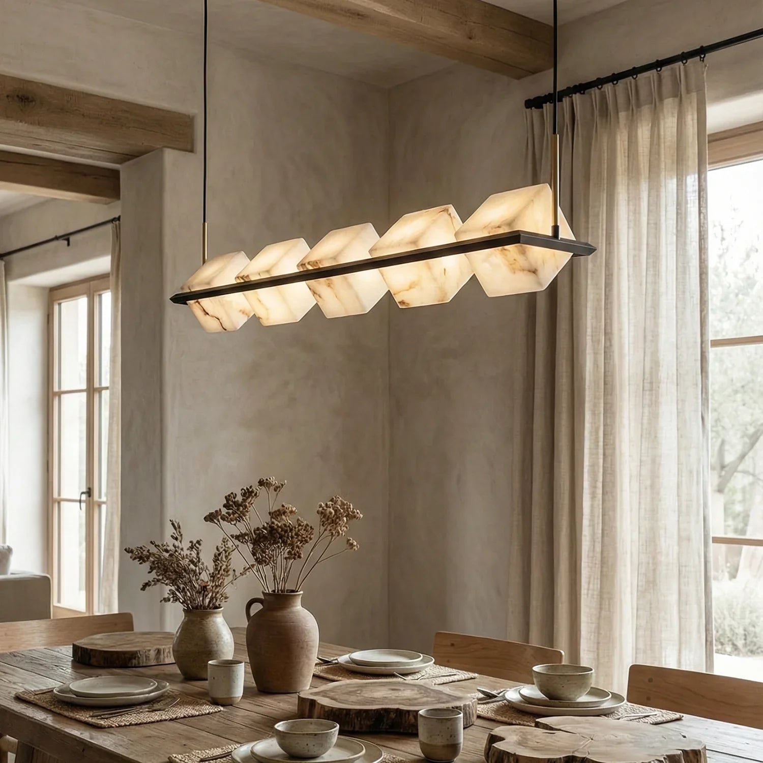 Alabaster Box Cube Linear Chandelier | wildoxy