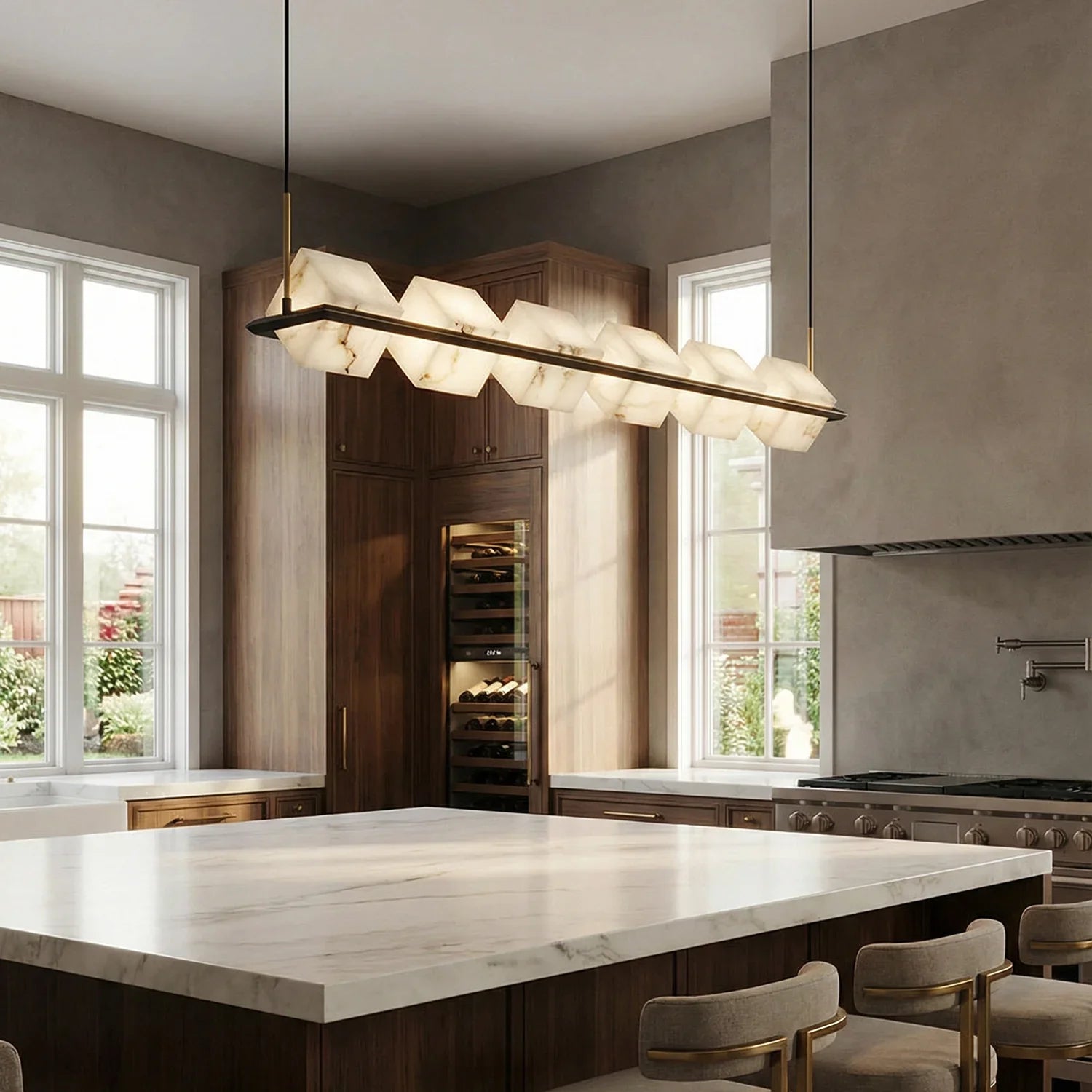 Alabaster Box Cube Linear Chandelier | wildoxy