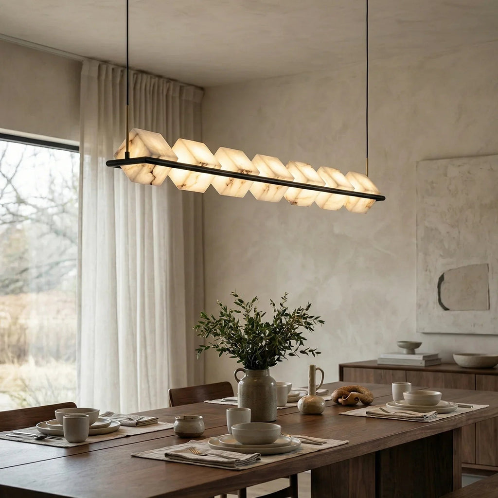 Alabaster Box Cube Linear Chandelier | wildoxy