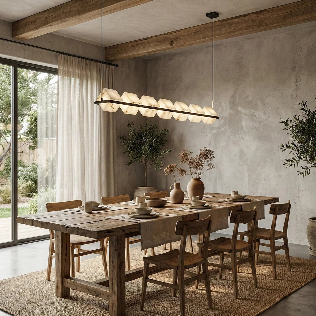 Alabaster Box Cube Linear Chandelier | wildoxy