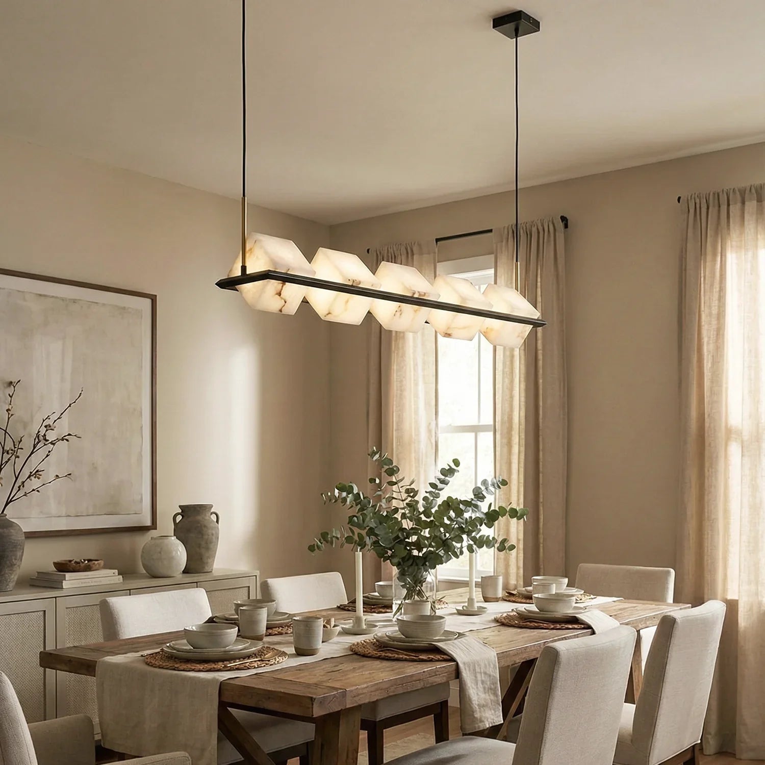 Alabaster Box Cube Linear Chandelier | wildoxy