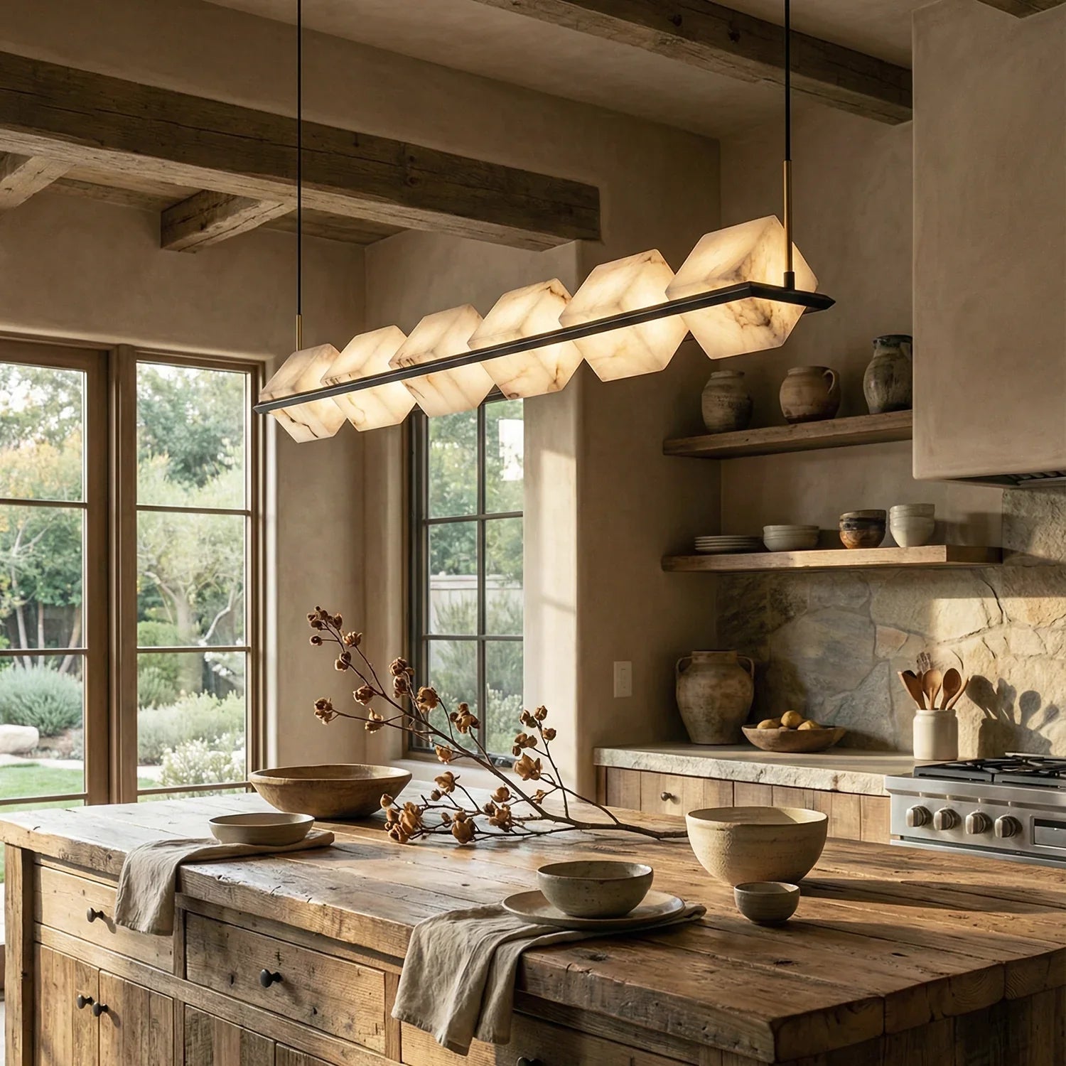 Alabaster Box Cube Linear Chandelier | wildoxy