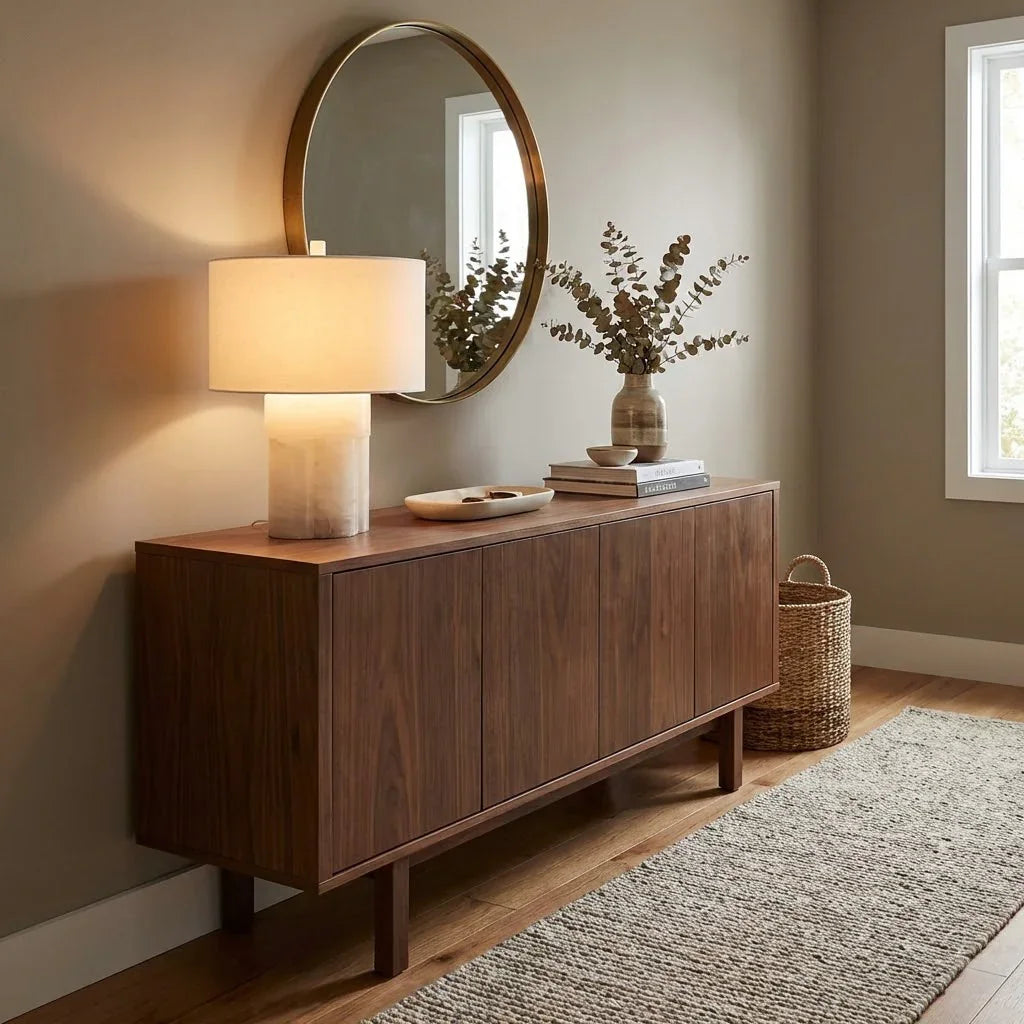 Alabaster Column Drum Table Lamp | wildoxy