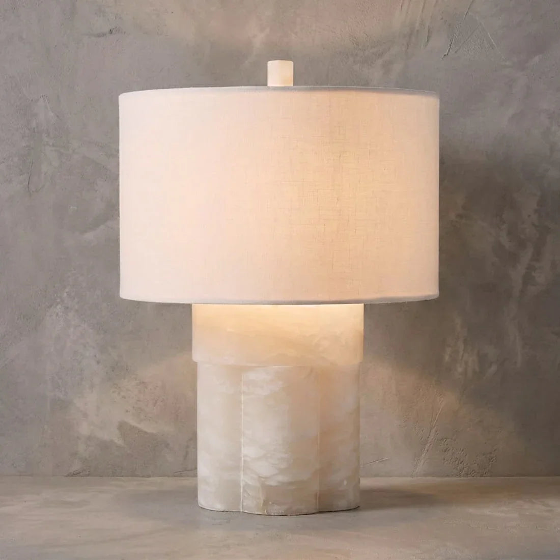Alabaster Column Drum Table Lamp | wildoxy