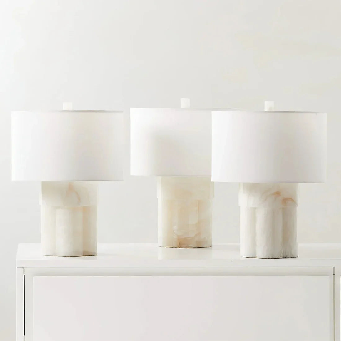 Alabaster Column Drum Table Lamp | wildoxy