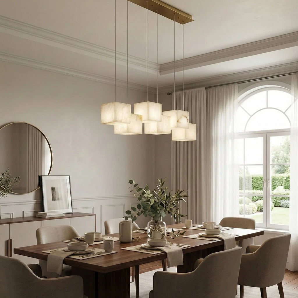 Alabaster Cubic Multi Head Chandelier | wildoxy
