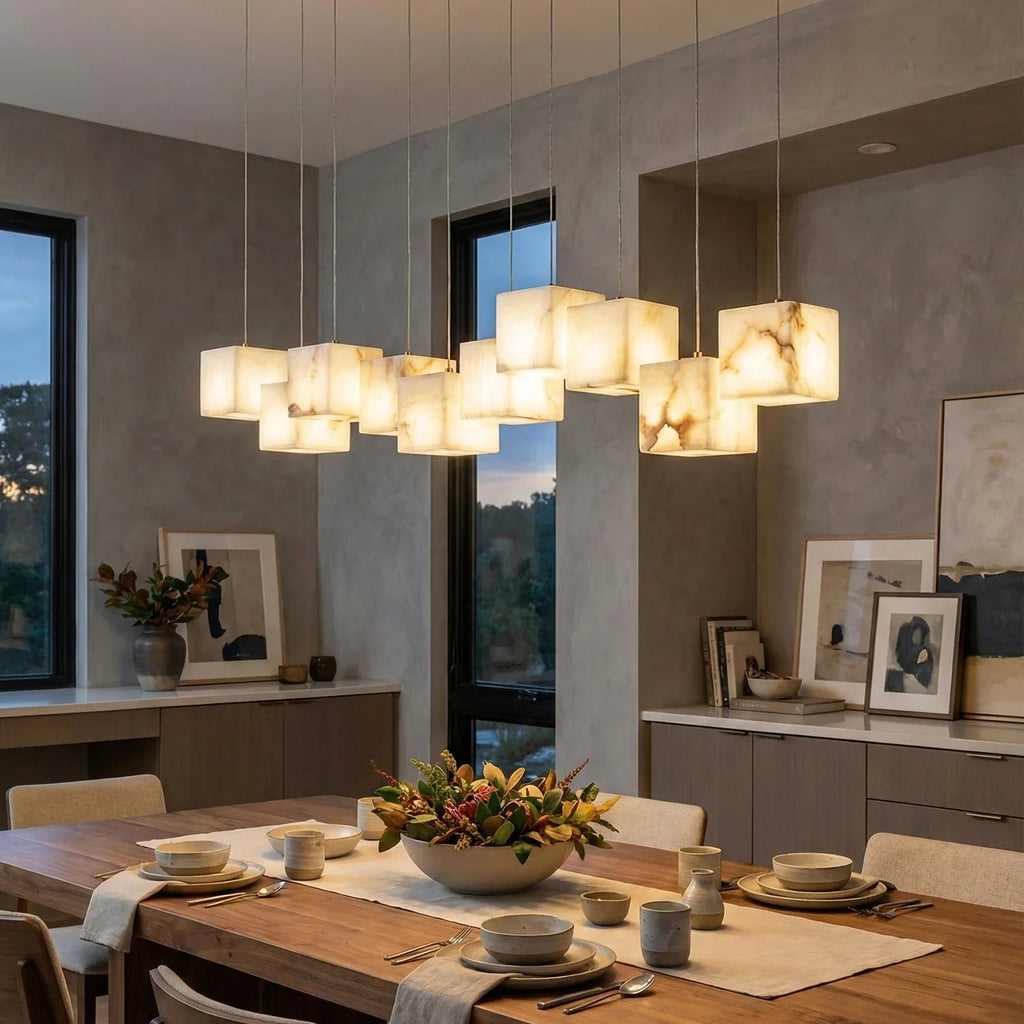 Alabaster Cubic Multi Head Chandelier | wildoxy
