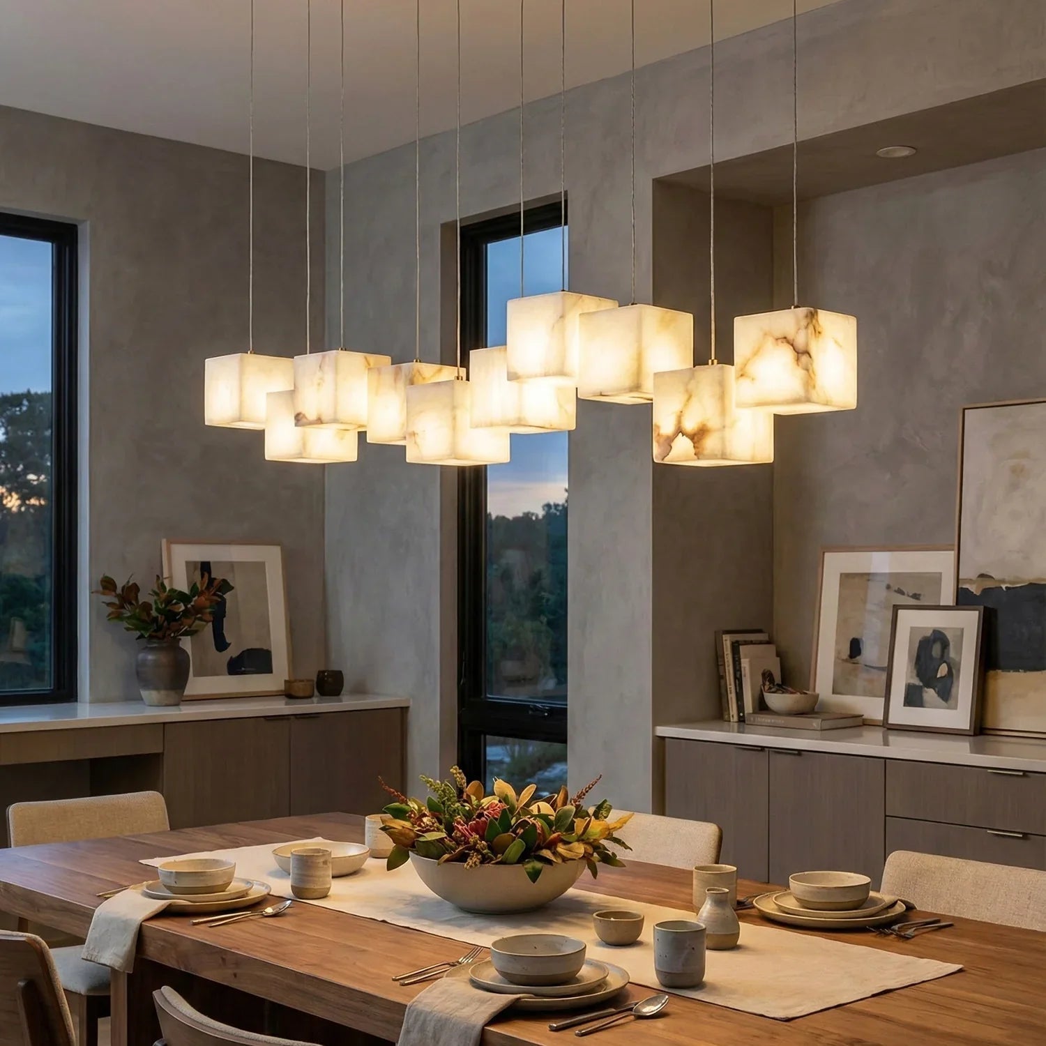 Alabaster Cubic Multi Head Chandelier | wildoxy