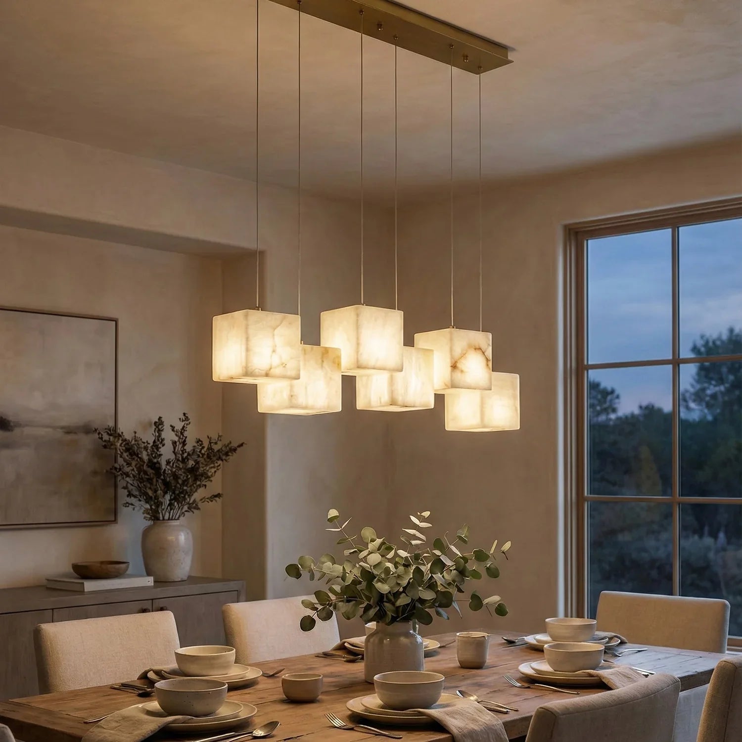 Alabaster Cubic Multi Head Chandelier | wildoxy