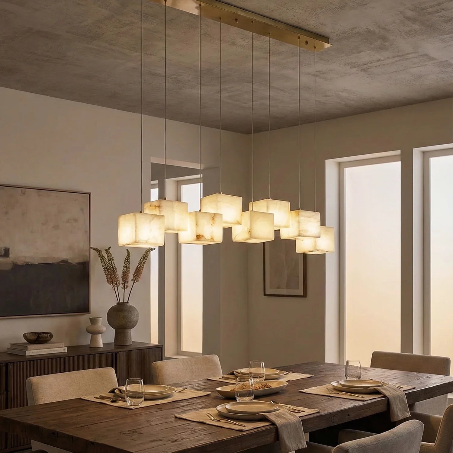 Alabaster Cubic Multi Head Chandelier | wildoxy