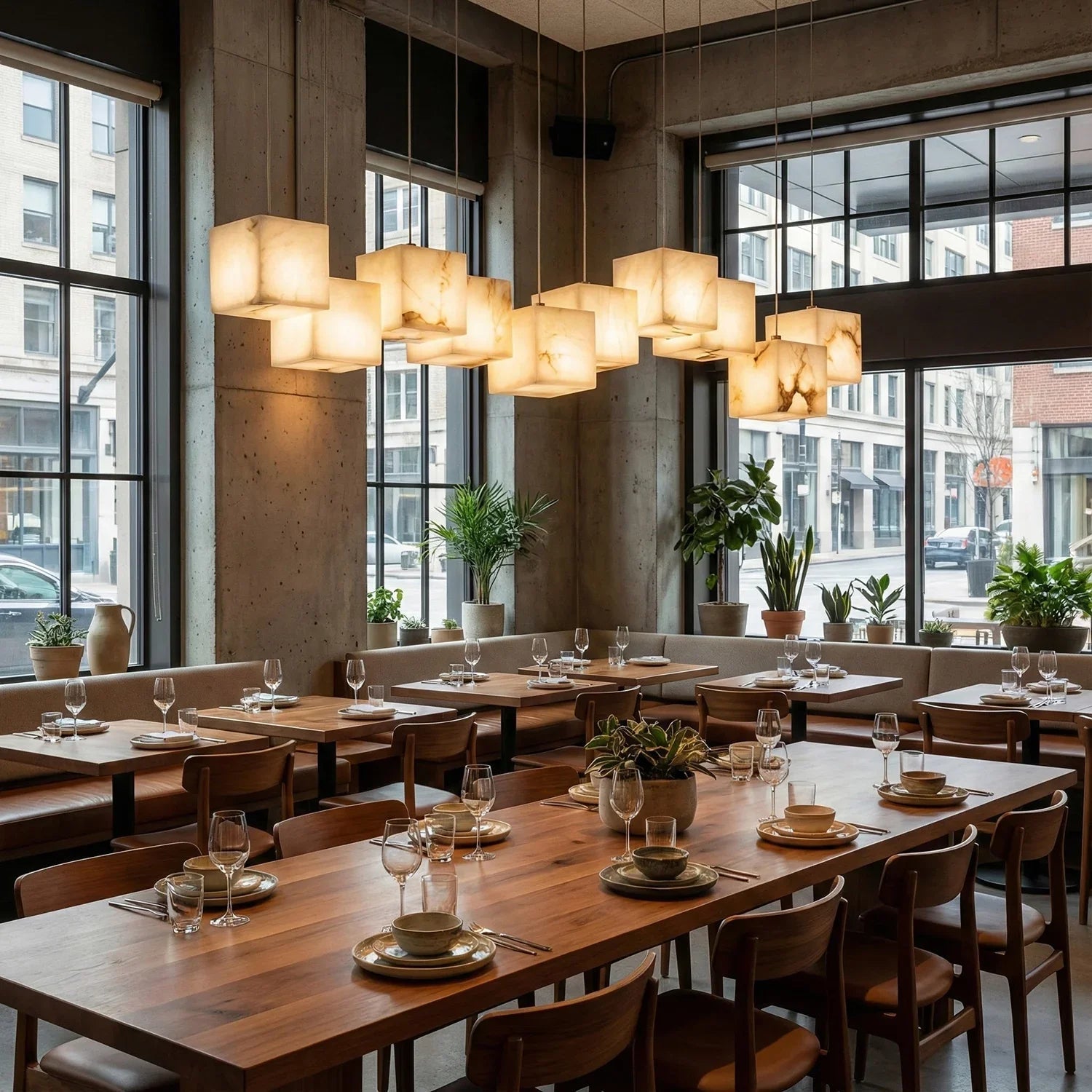 Alabaster Cubic Multi Head Chandelier | wildoxy