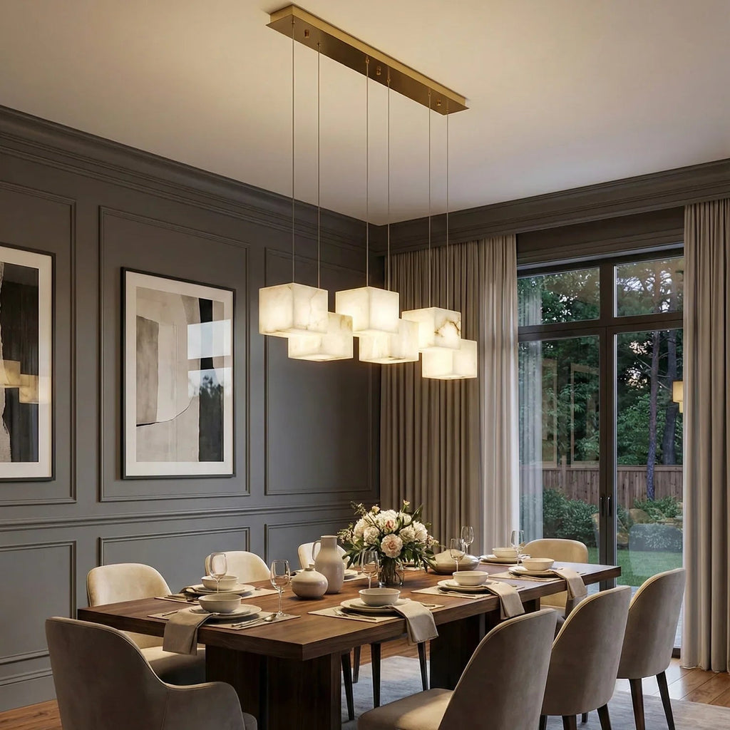 Alabaster Cubic Multi Head Chandelier | wildoxy