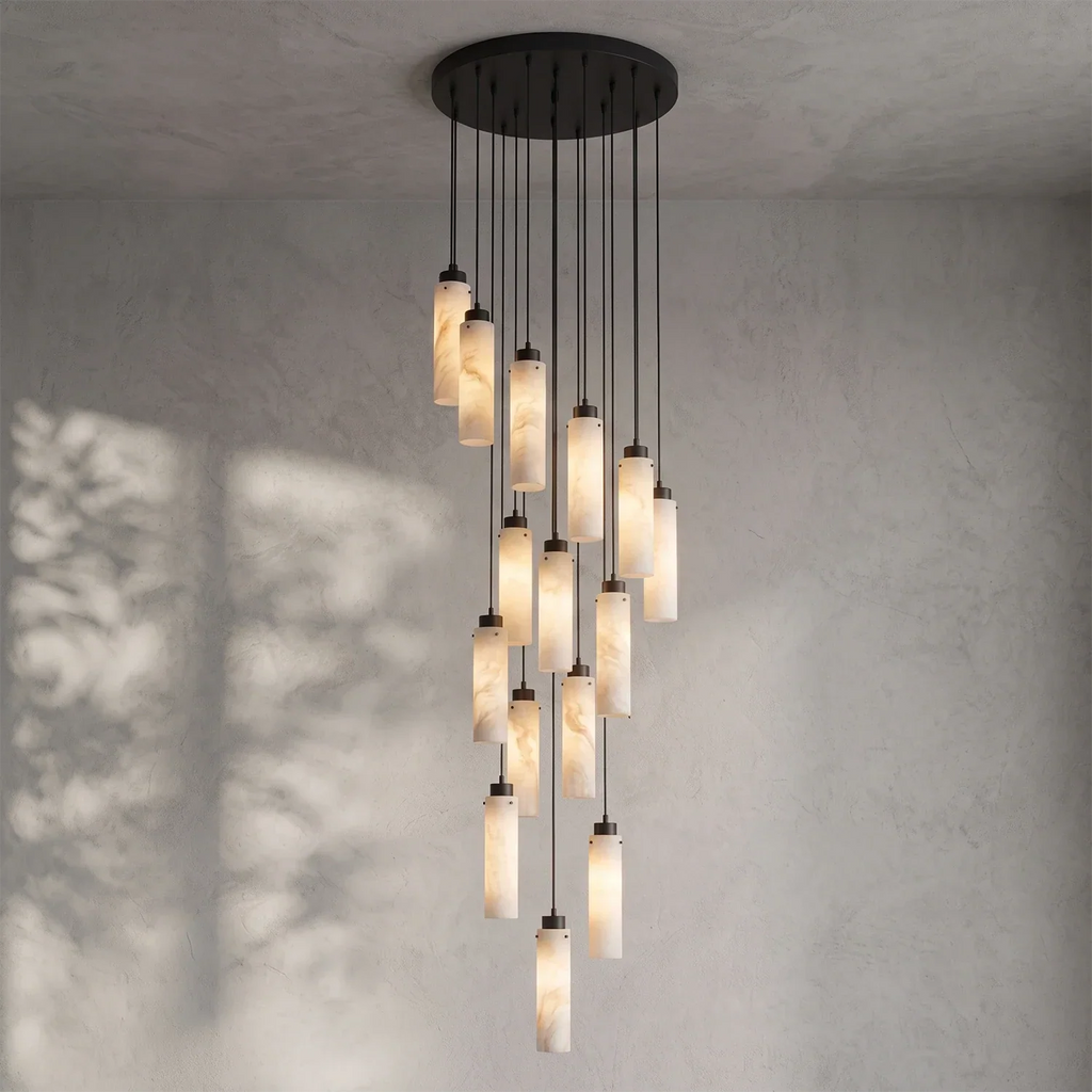 Alabaster Cylinder Cluster Chandelier | wildoxy