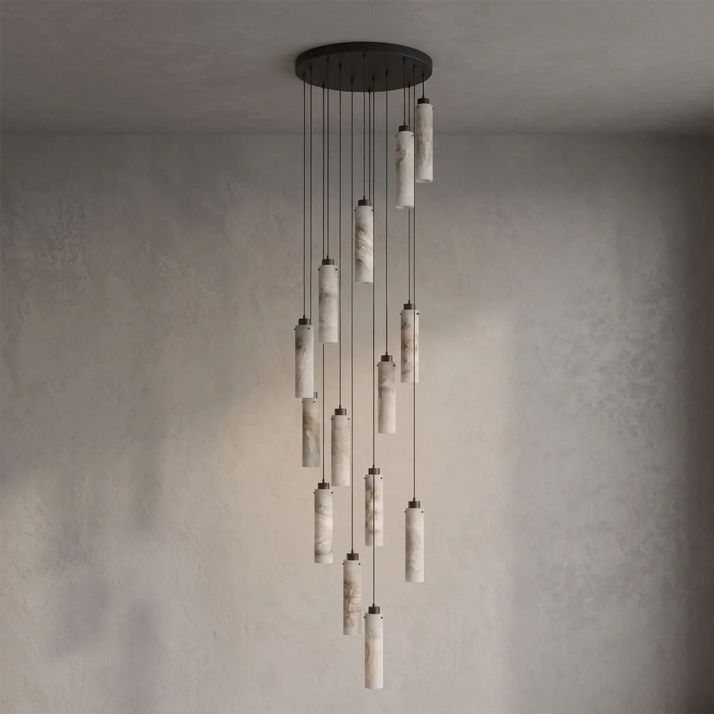 Alabaster Cylinder Cluster Chandelier | wildoxy