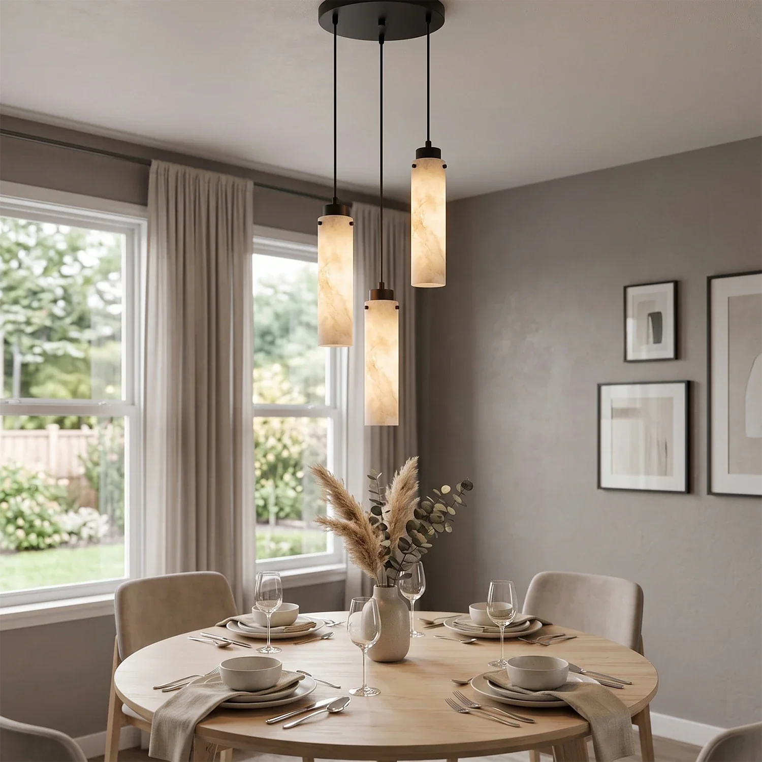 Alabaster Cylinder Cluster Chandelier | wildoxy