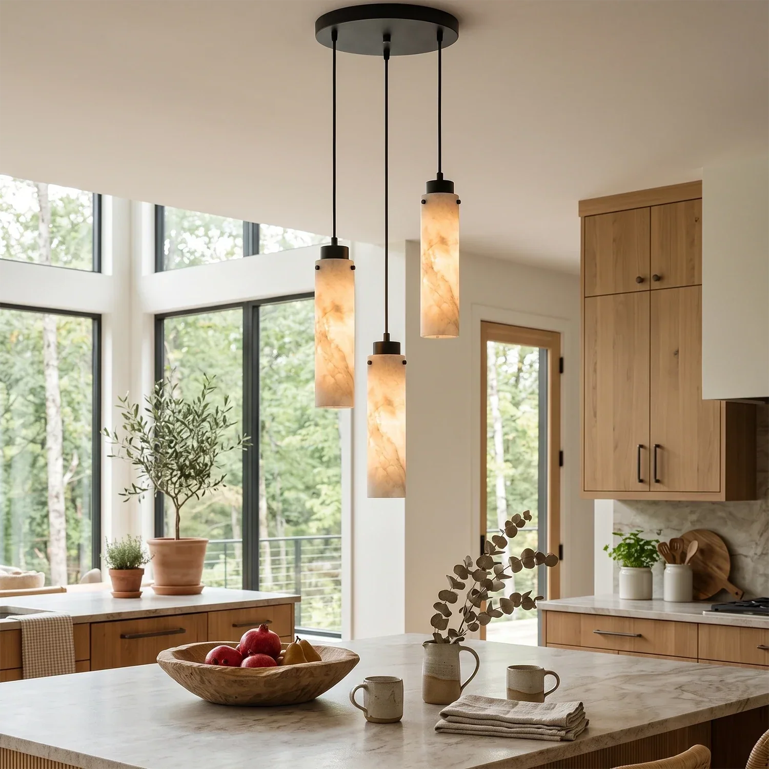 Alabaster Cylinder Cluster Chandelier | wildoxy