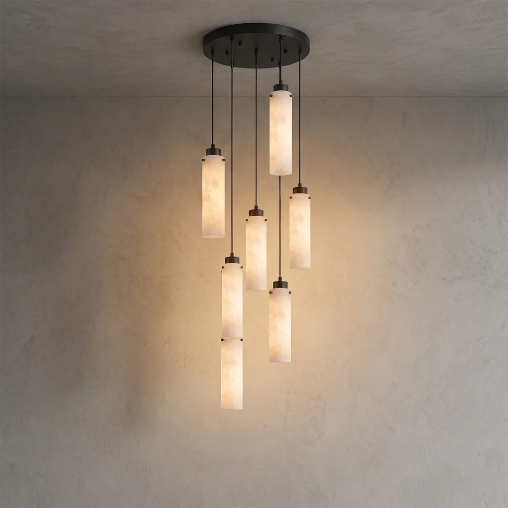 Alabaster Cylinder Cluster Chandelier | wildoxy