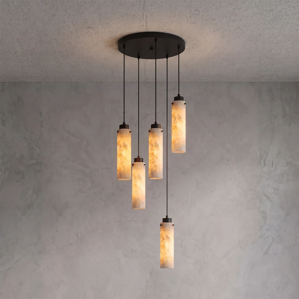 Alabaster Cylinder Cluster Chandelier | wildoxy