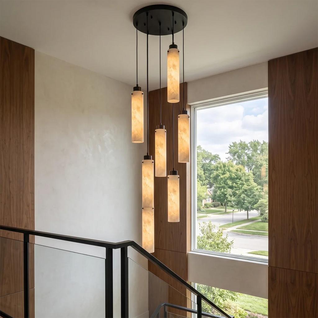 Alabaster Cylinder Cluster Chandelier | wildoxy