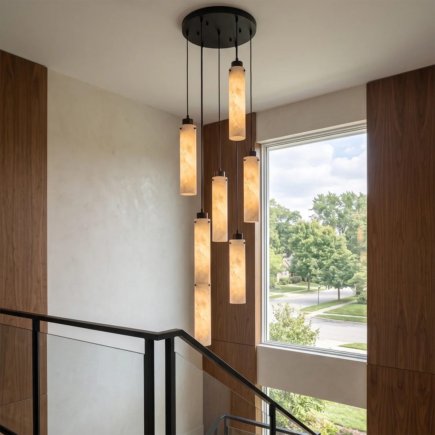 Alabaster Cylinder Cluster Chandelier | wildoxy