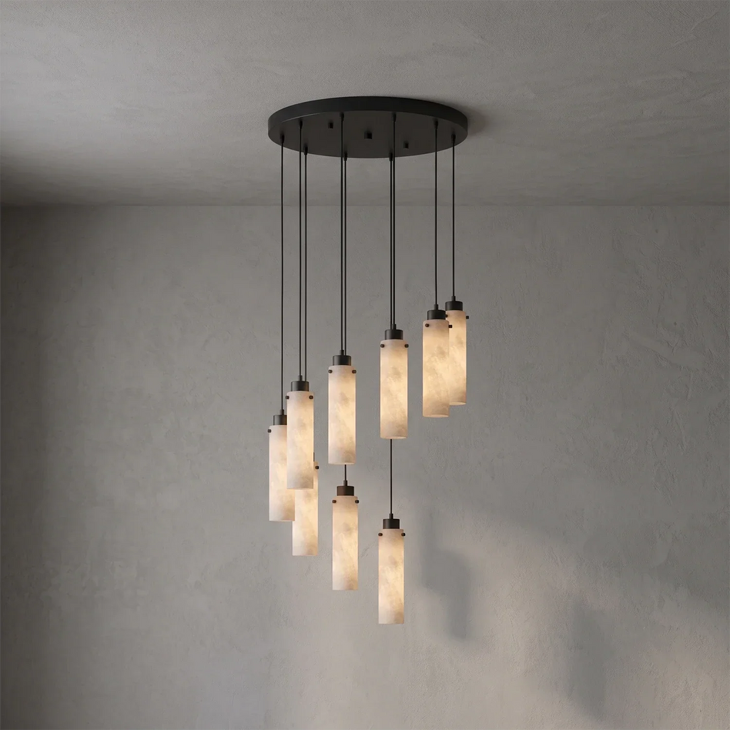 Alabaster Cylinder Cluster Chandelier | wildoxy