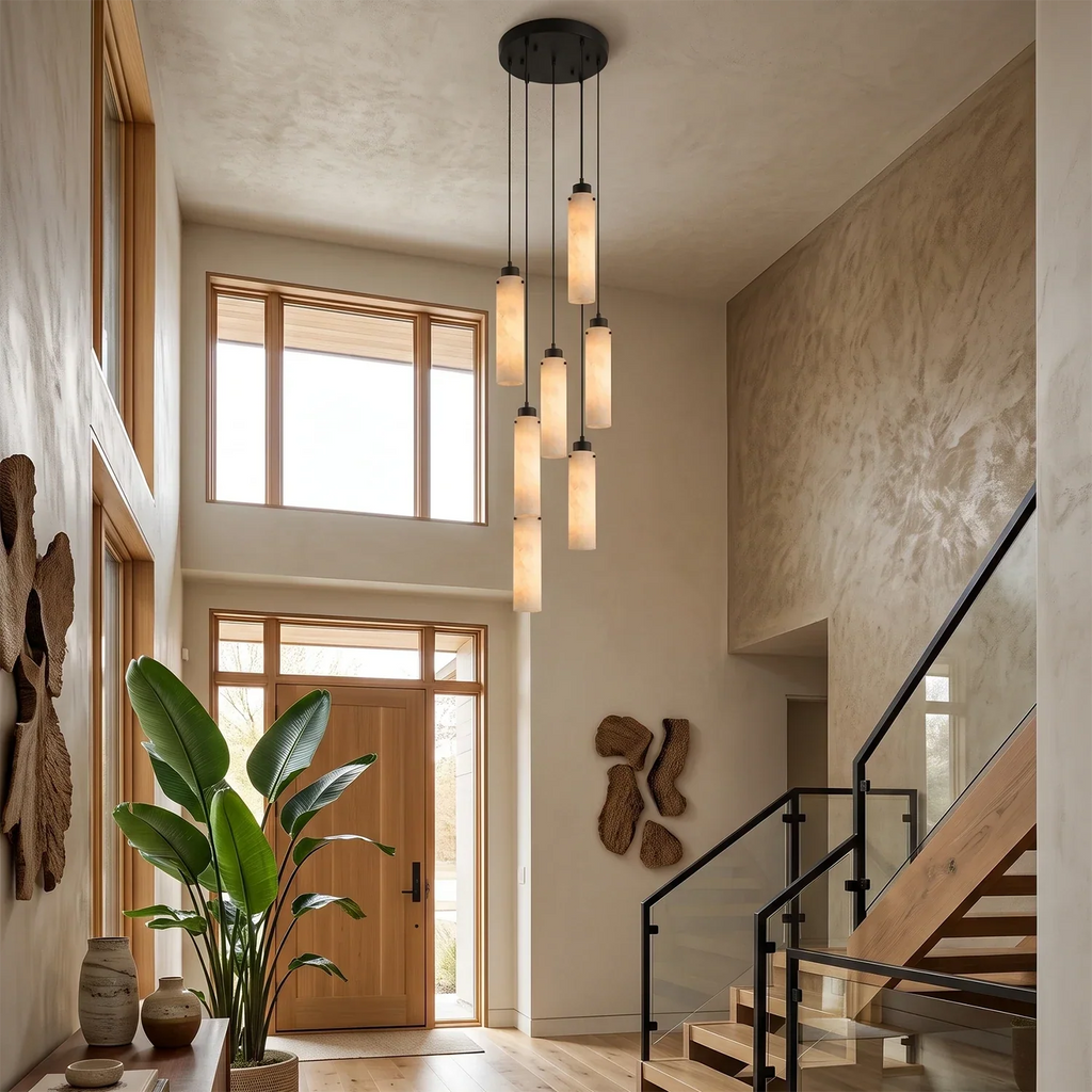 Alabaster Cylinder Cluster Chandelier | wildoxy