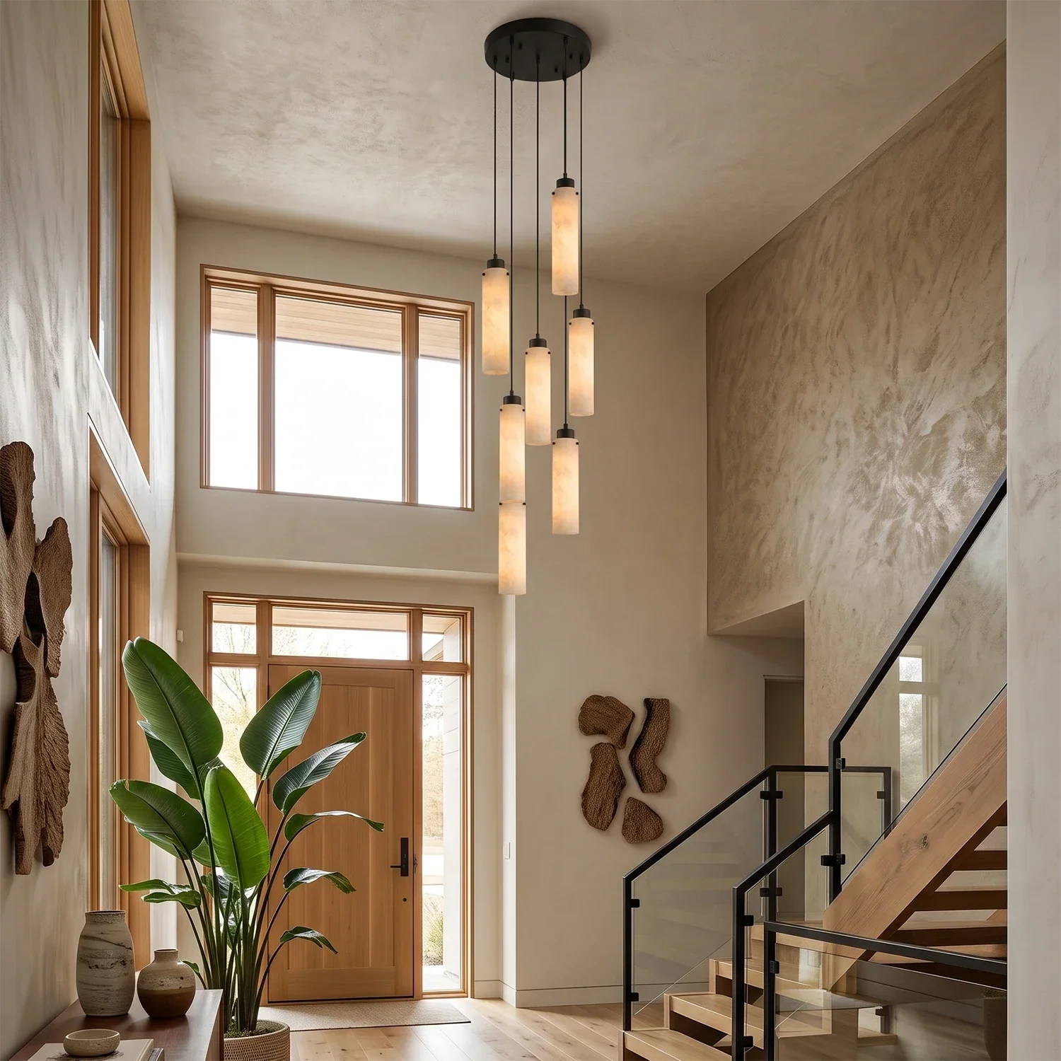 Alabaster Cylinder Cluster Chandelier | wildoxy