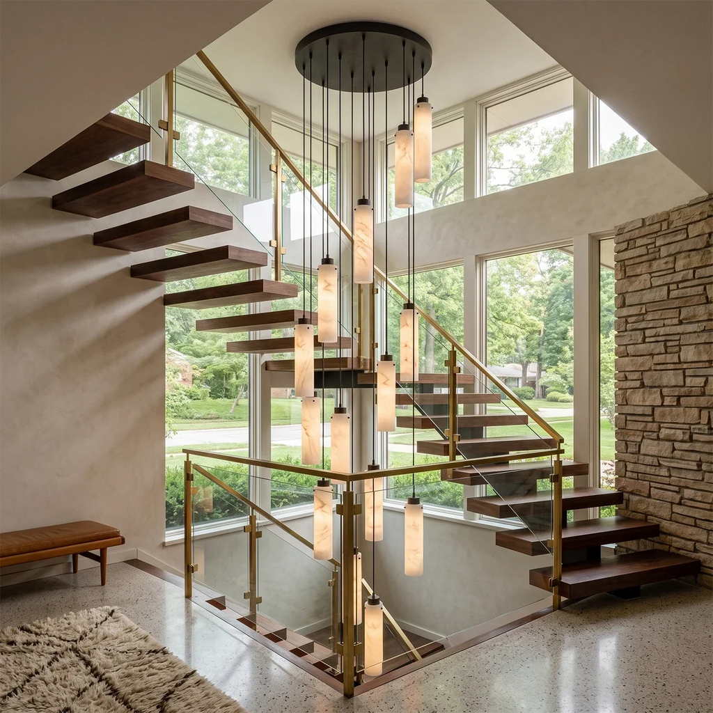 Alabaster Cylinder Cluster Chandelier | wildoxy