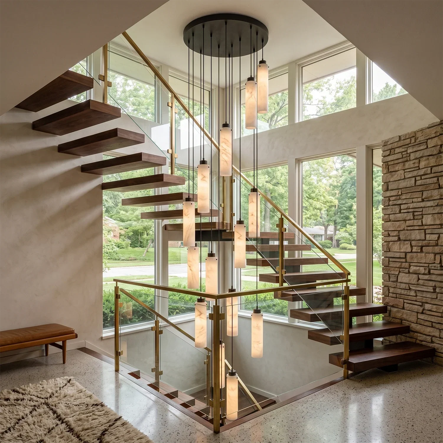 Alabaster Cylinder Cluster Chandelier | wildoxy