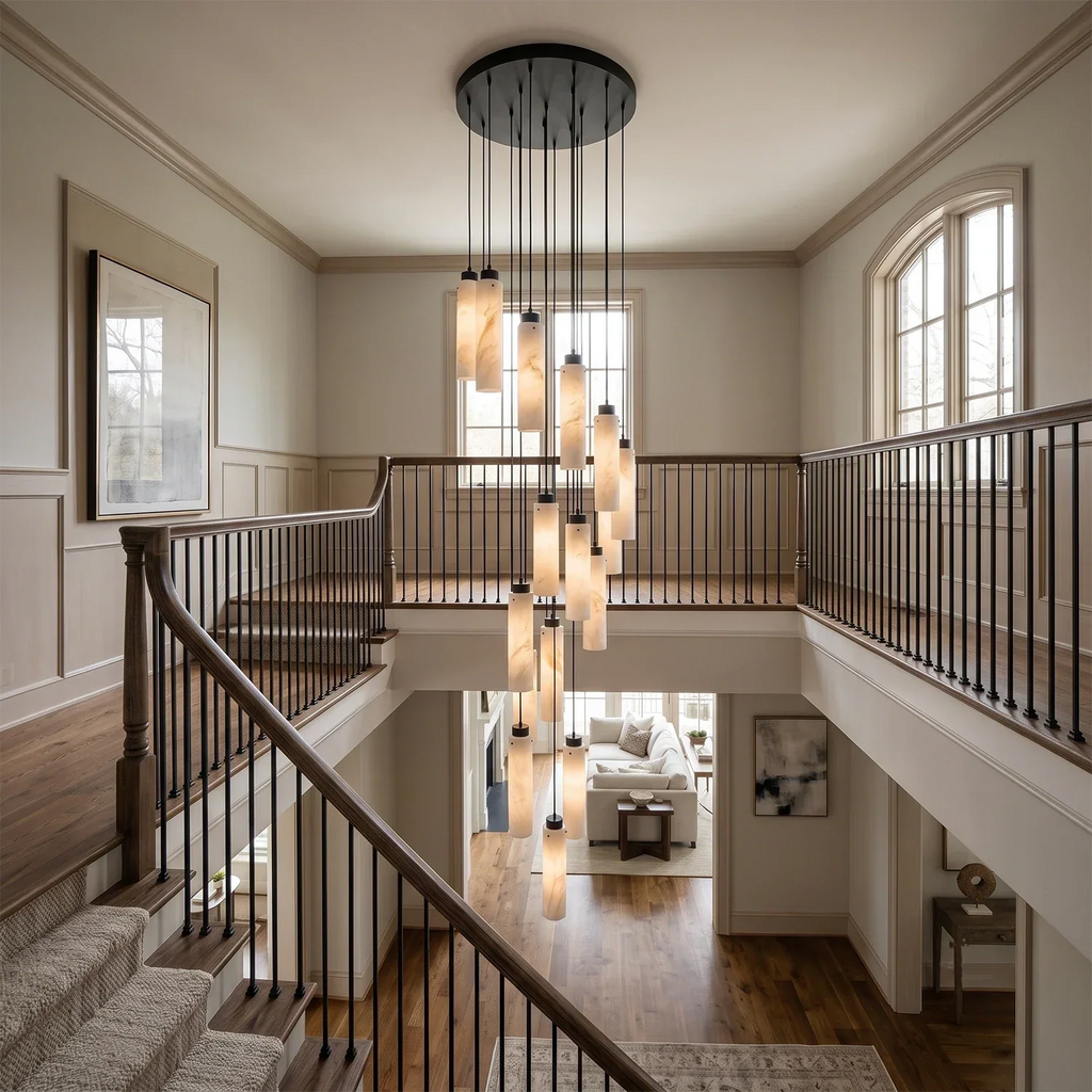 Alabaster Cylinder Cluster Chandelier | wildoxy