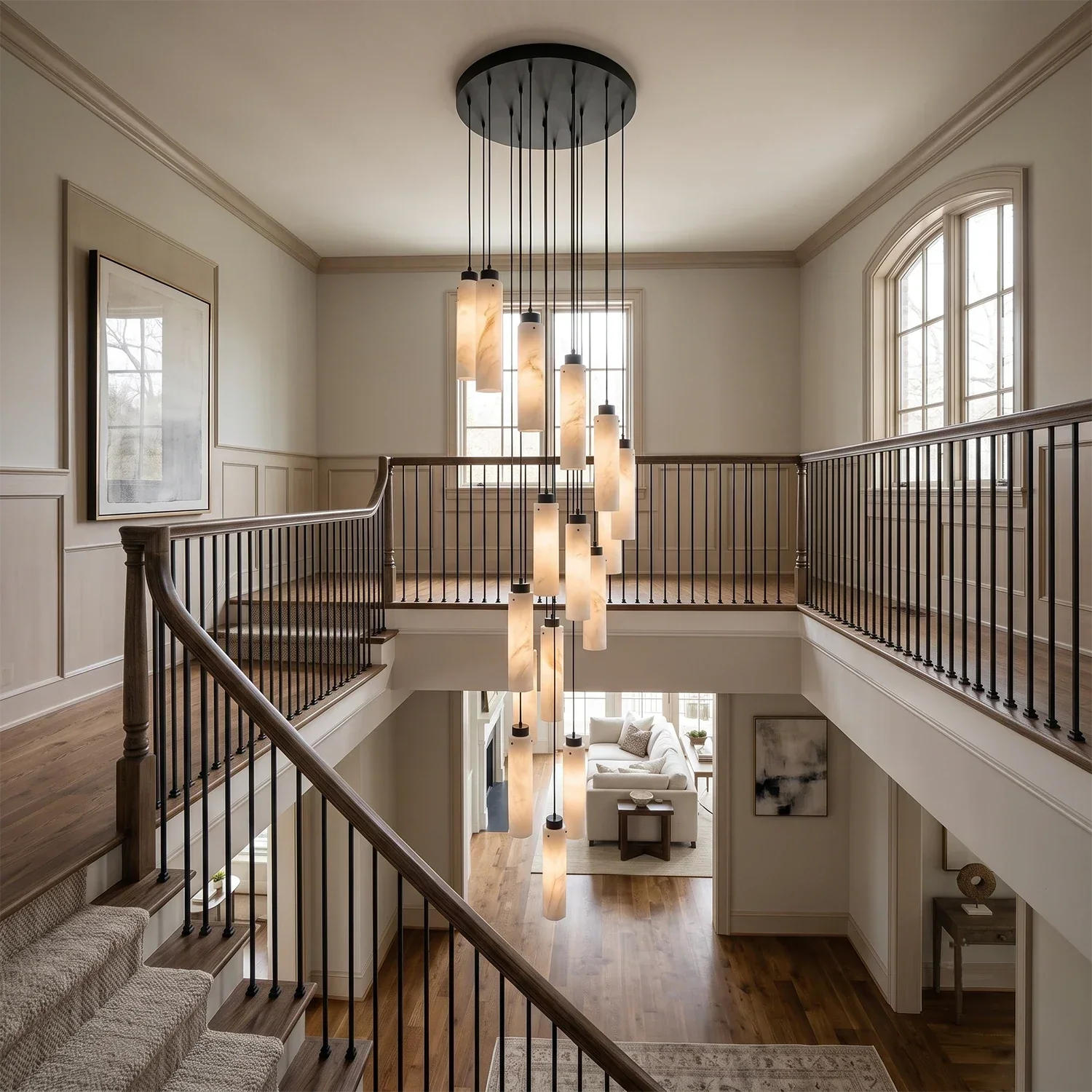 Alabaster Cylinder Cluster Chandelier | wildoxy