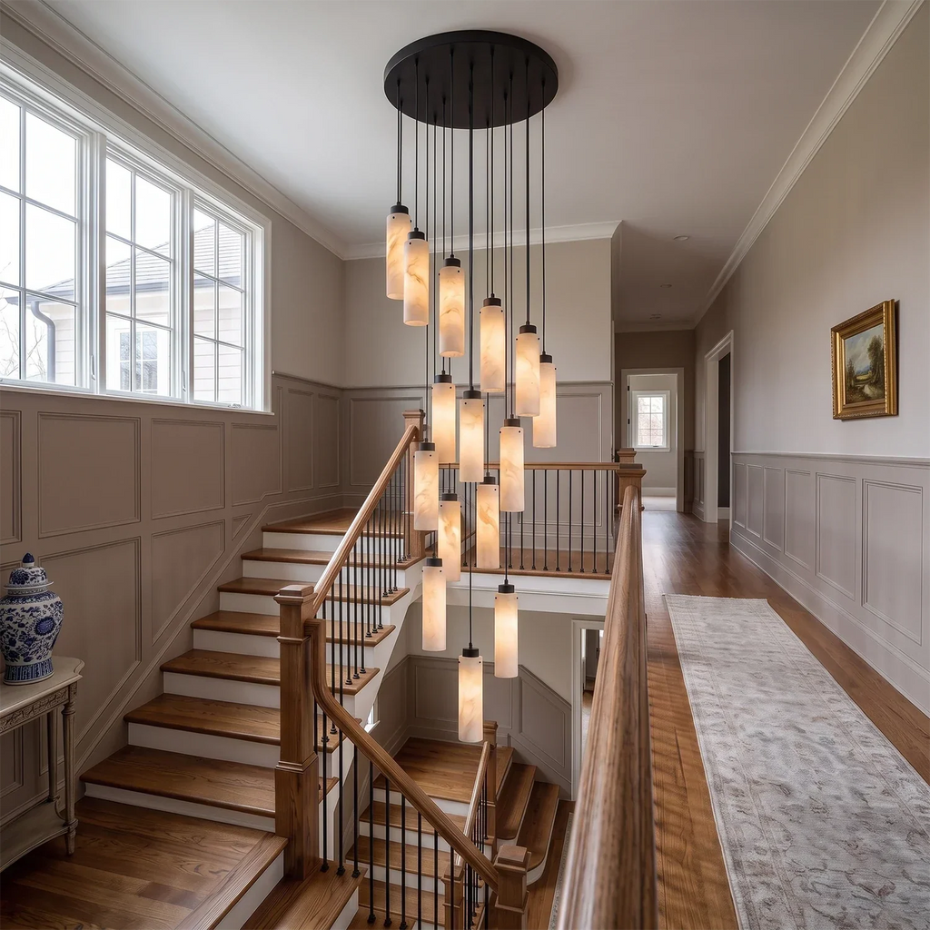 Alabaster Cylinder Cluster Chandelier | wildoxy