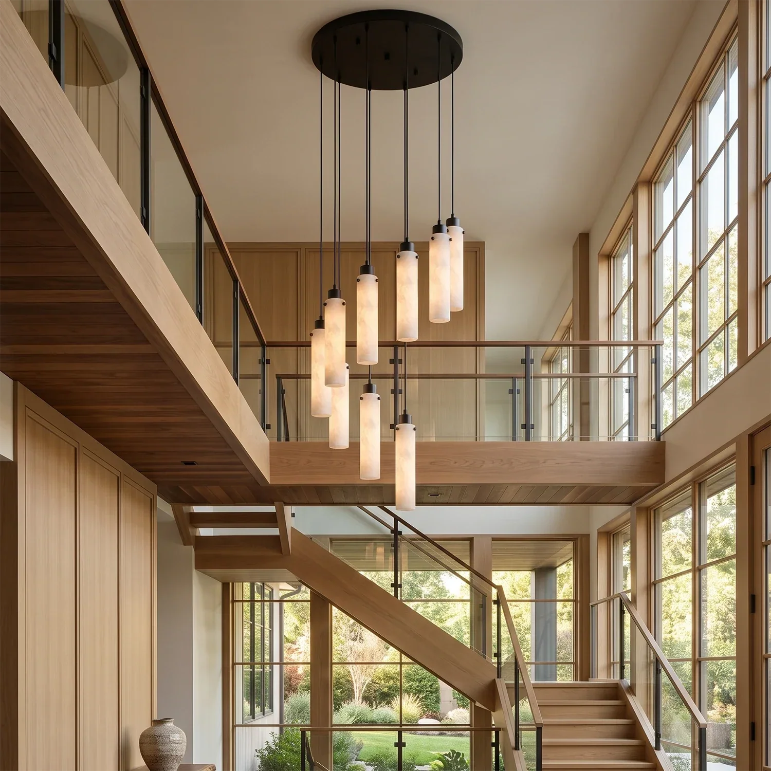 Alabaster Cylinder Cluster Chandelier | wildoxy