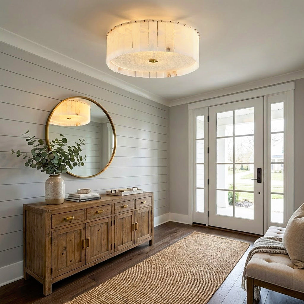 Alabaster Disc Flush Mount Ceiling Light | wildoxy
