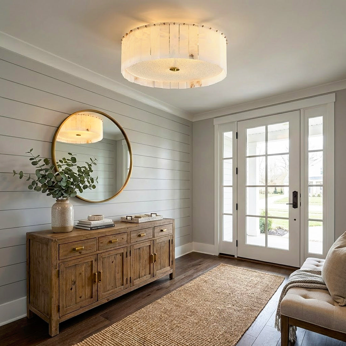 Alabaster Disc Flush Mount Ceiling Light | wildoxy