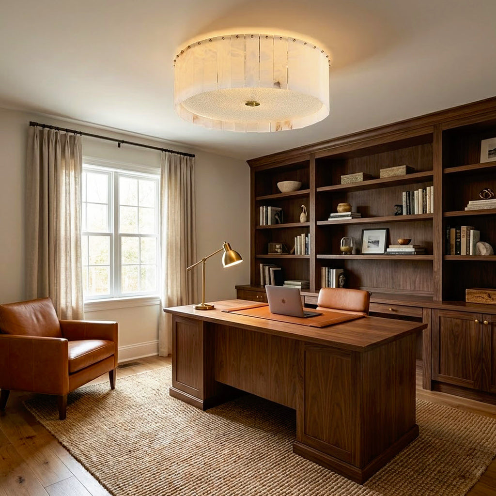 Alabaster Disc Flush Mount Ceiling Light | wildoxy