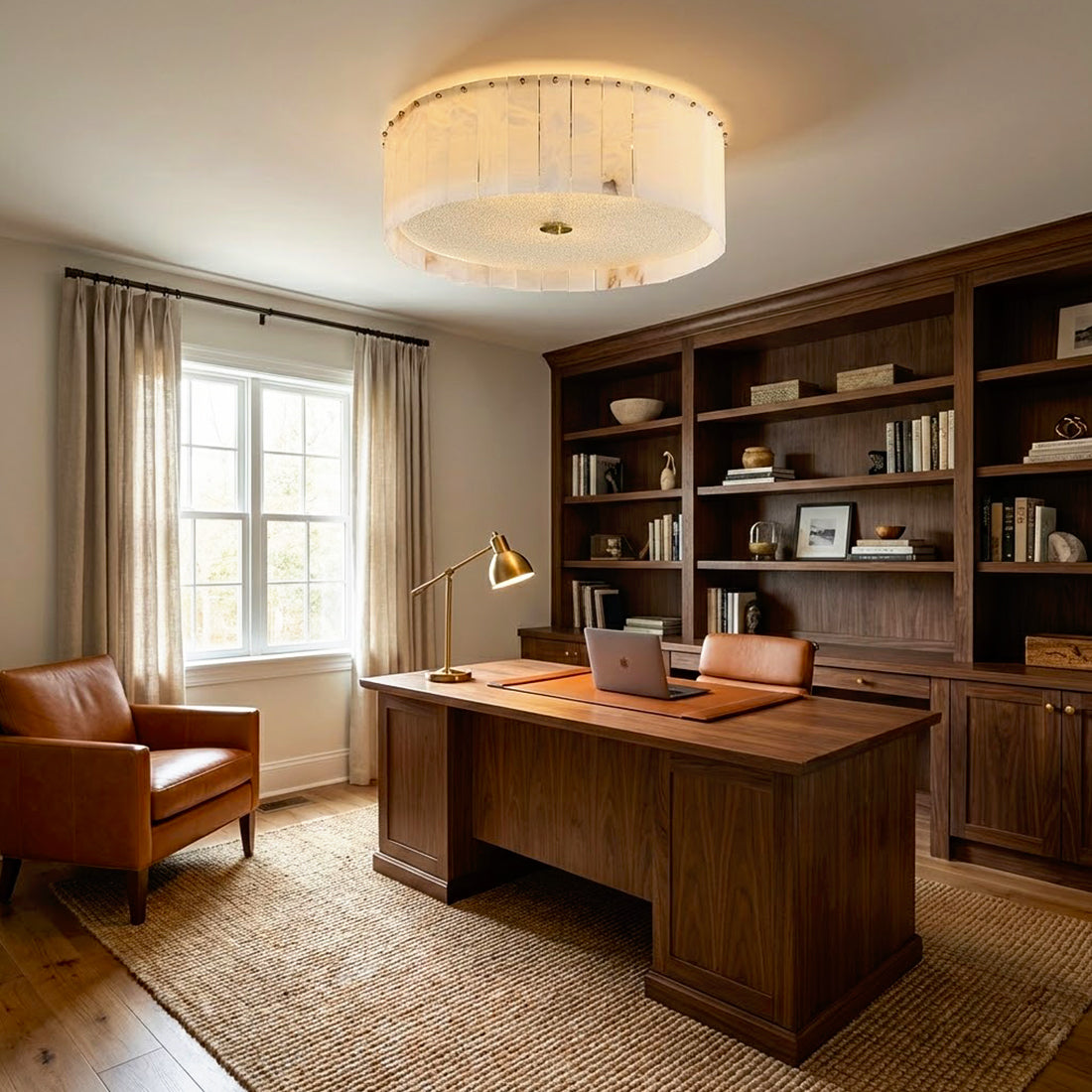 Alabaster Disc Flush Mount Ceiling Light | wildoxy