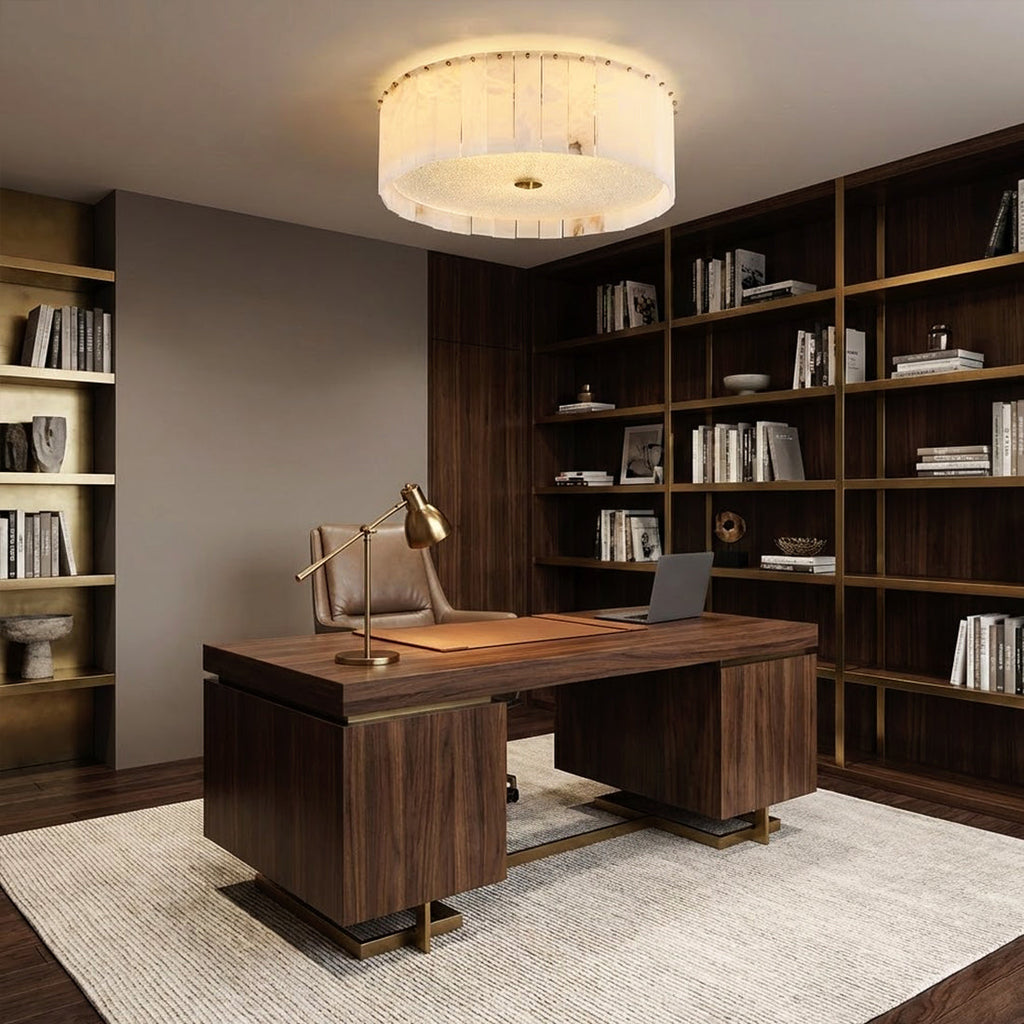 Alabaster Disc Flush Mount Ceiling Light | wildoxy