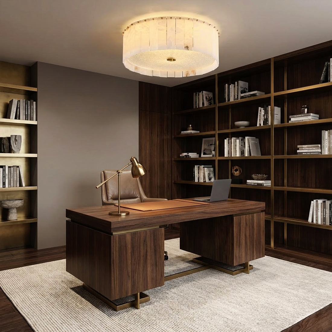 Alabaster Disc Flush Mount Ceiling Light | wildoxy